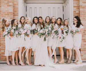 all white bridal party with bride