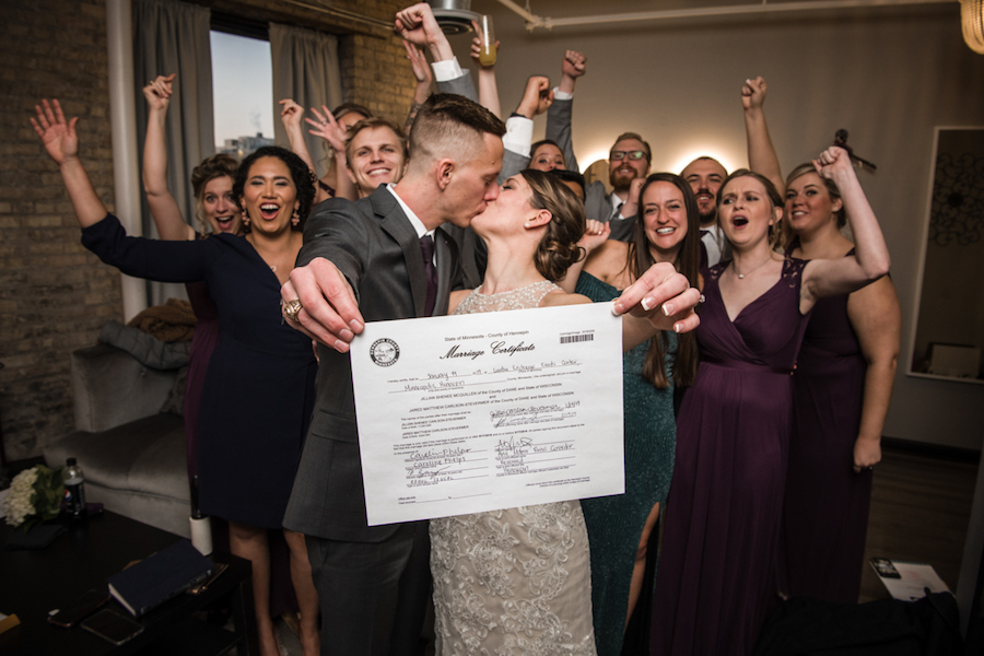 Minnesotans and Texans Come Together for a Chilly Winter Wedding in Minneapolis