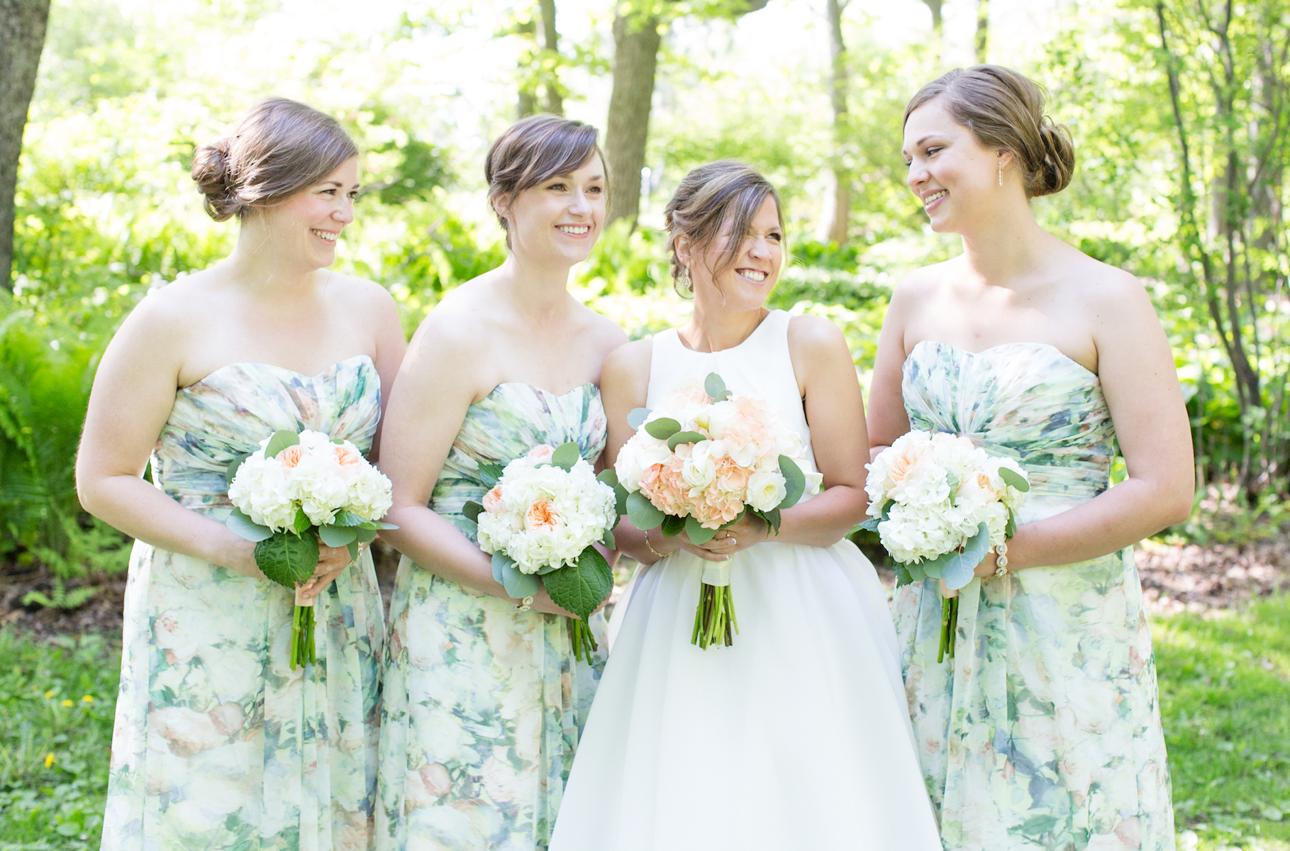 Floral Bridesmaid Dresses at a Garden Wedding