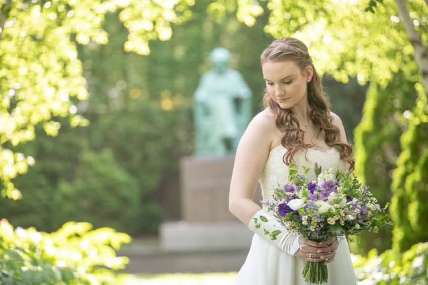 bride in a garden 