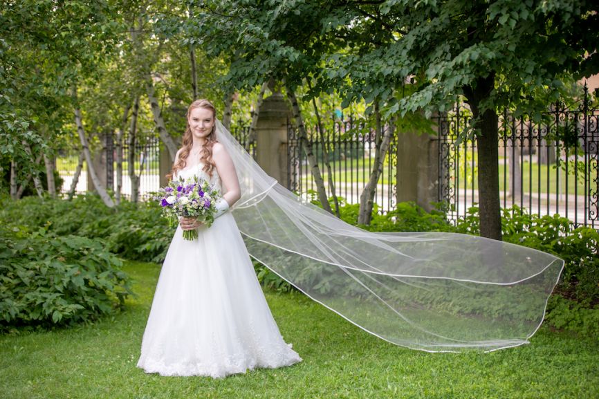 bride in garden