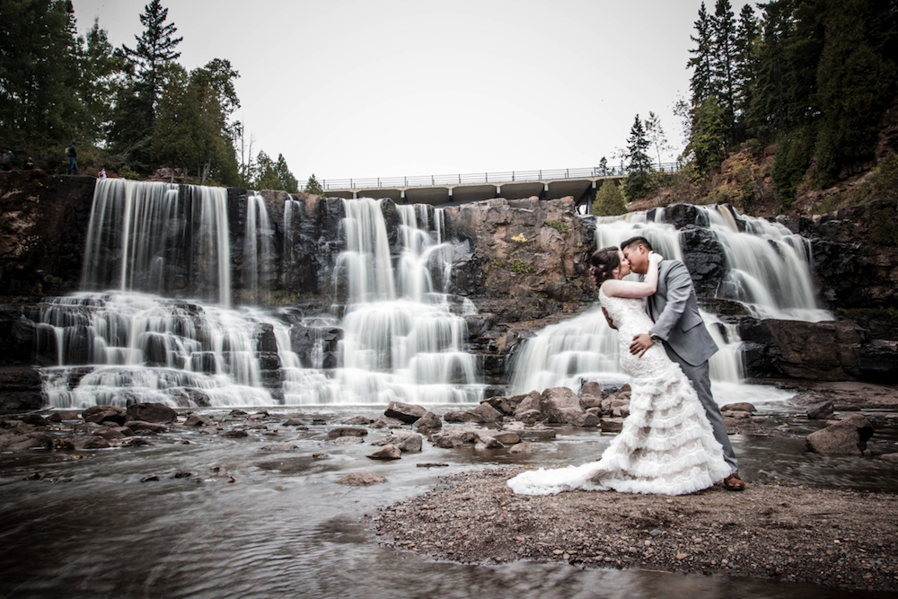 beautiful waterfalls for background of wedding pictures