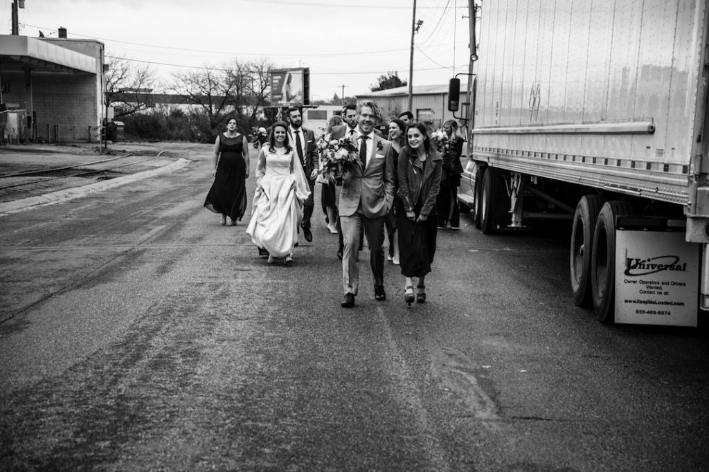 industrial wedding party