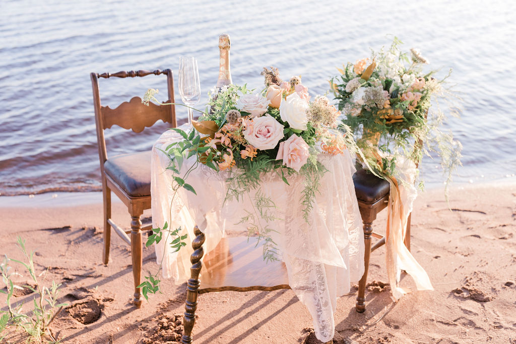 sweetheart table next to shore