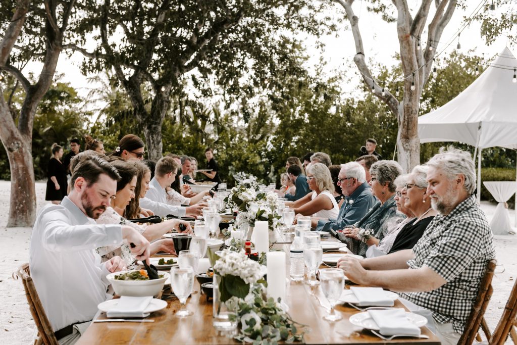 guests eating at wedding reception