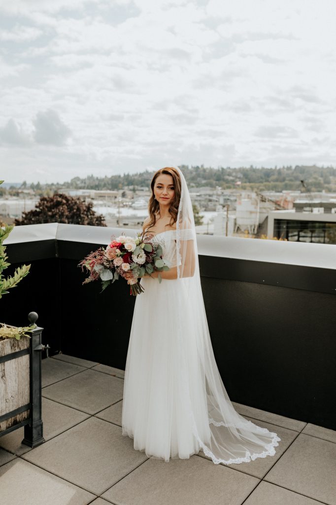 bride holding bridal bouquet 