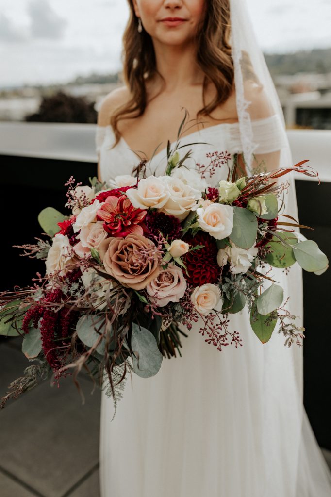 detail of bridal bouquet 