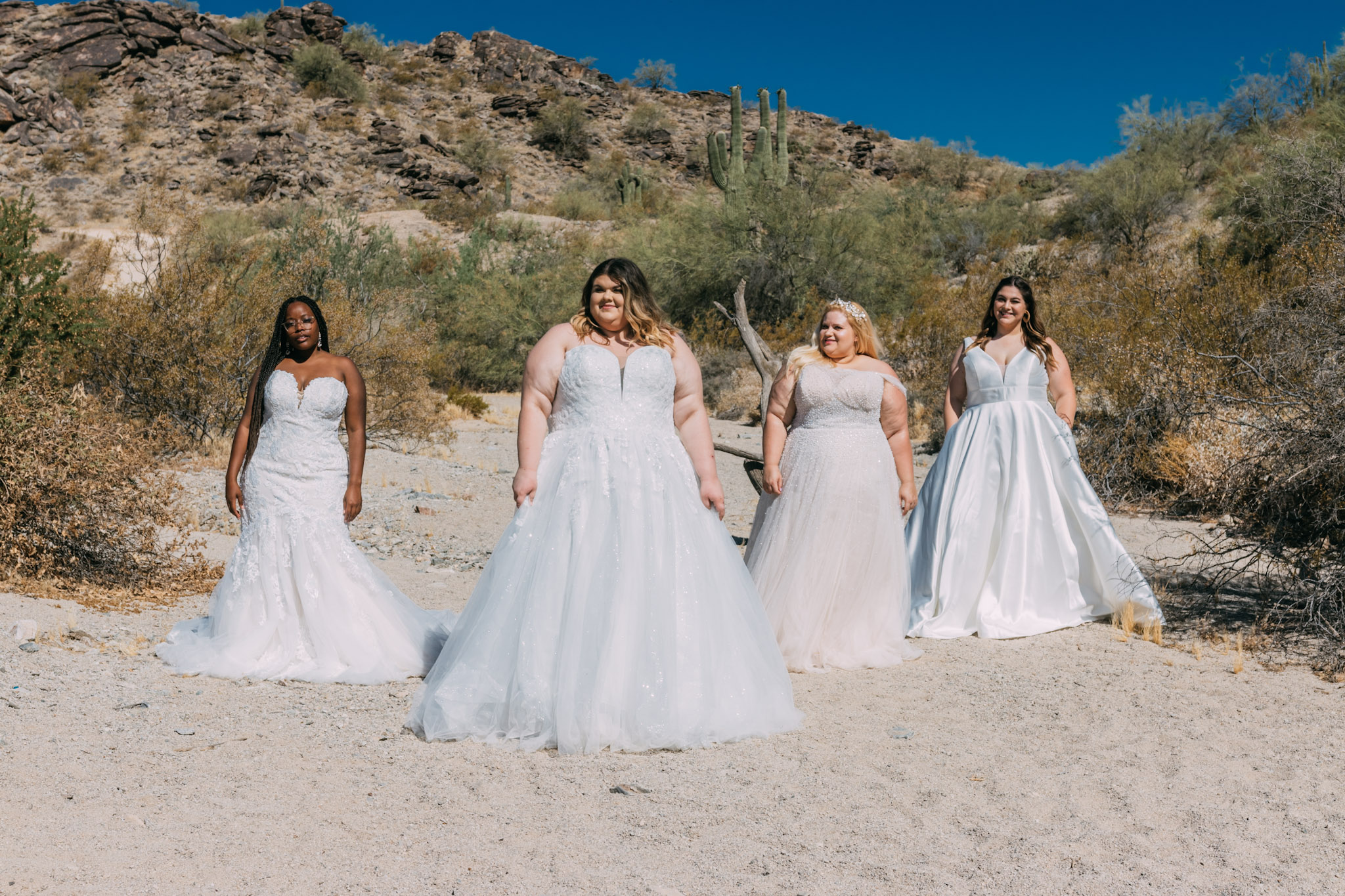 4 brides on beach