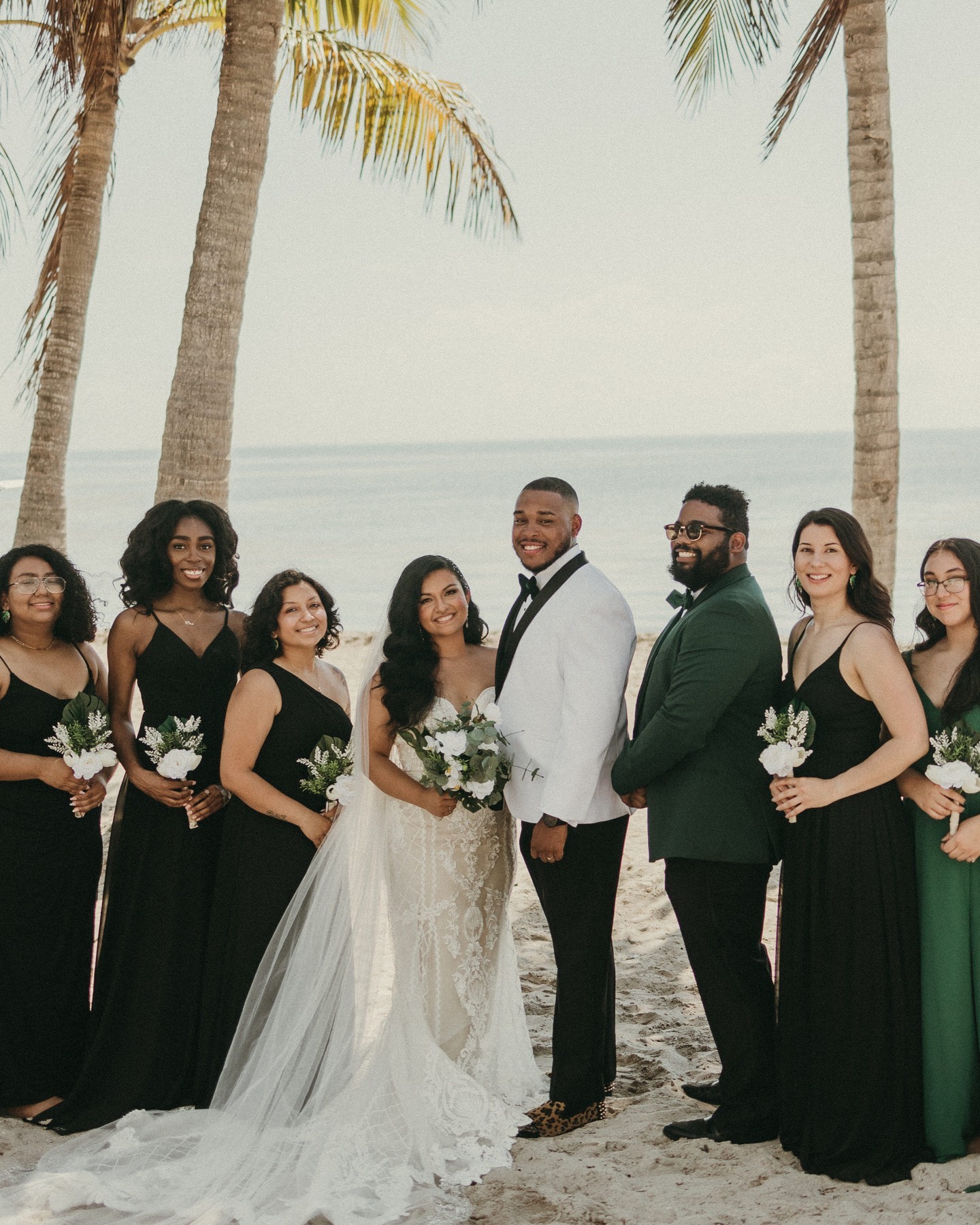 bridal party in tropical location