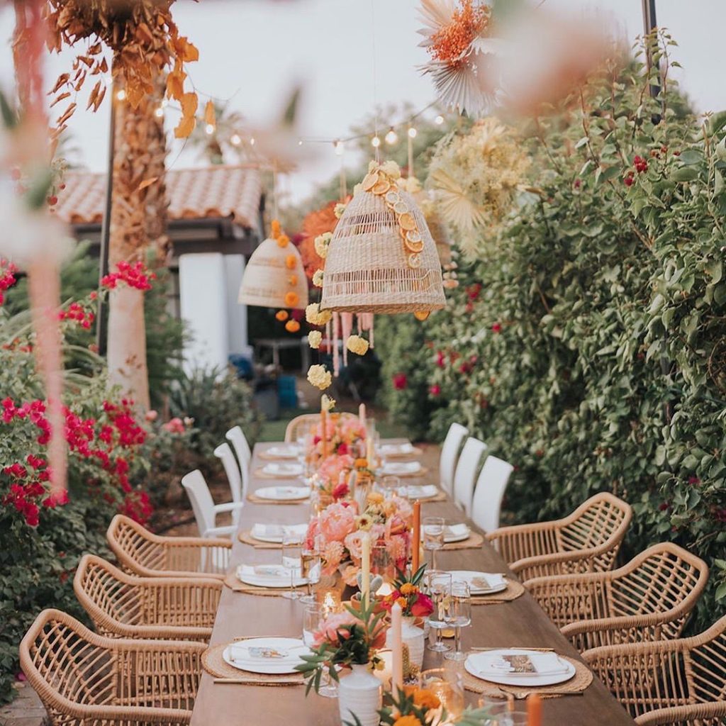 colorful outdoor wedding table