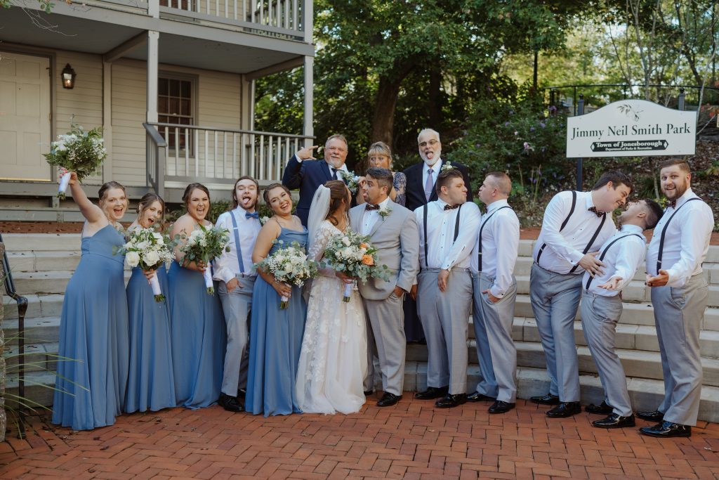 bridal party at october wedding in tennessee