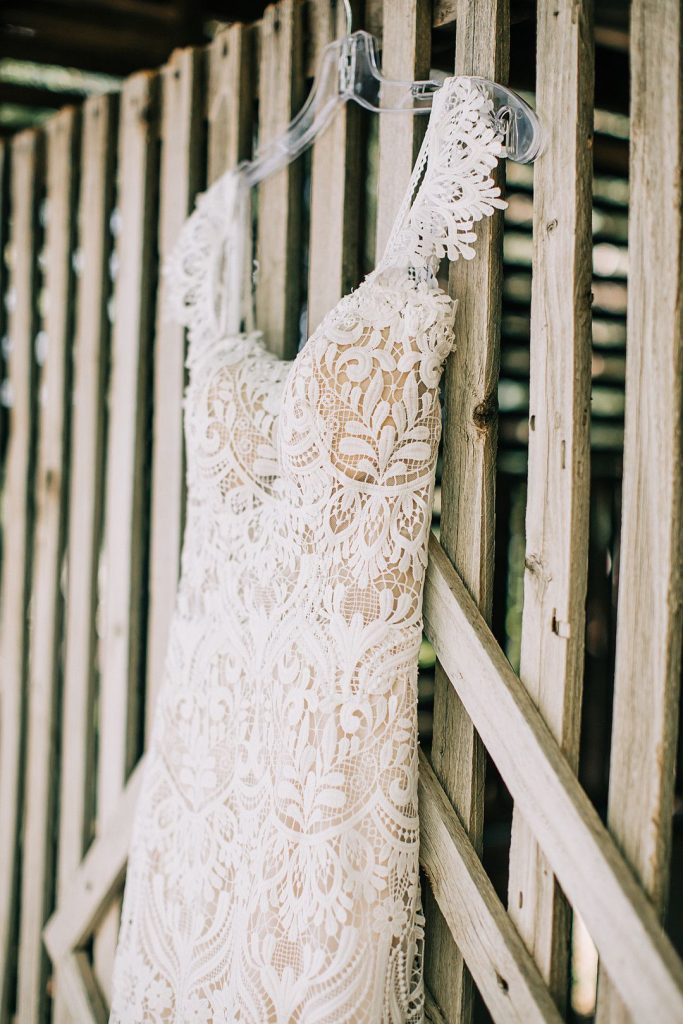 wedding dress on hanger