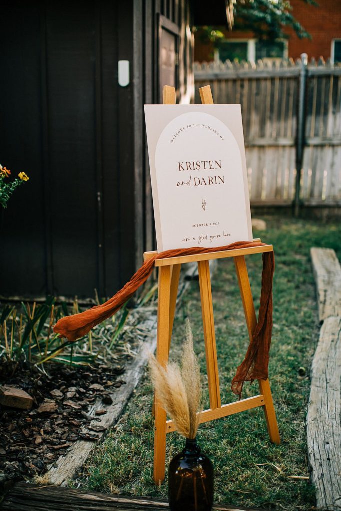 backyard wedding in texas sign