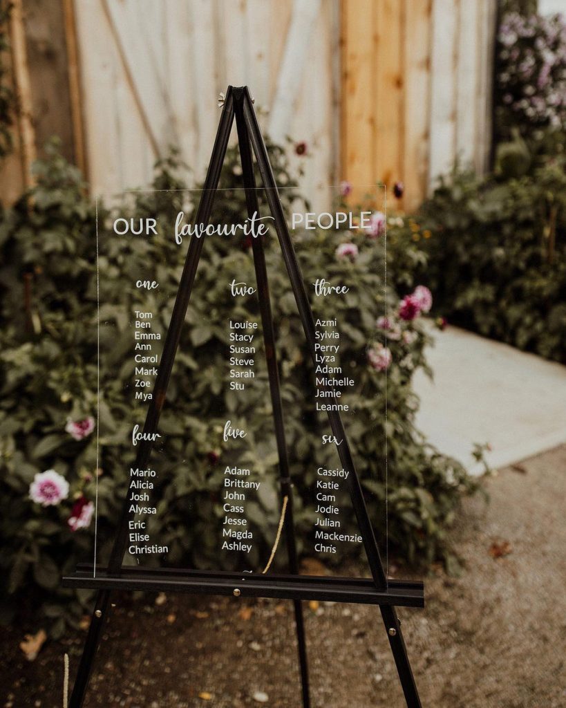 clear wedding sign