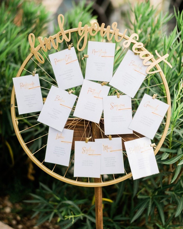 DIY wheel wedding seating chart idea