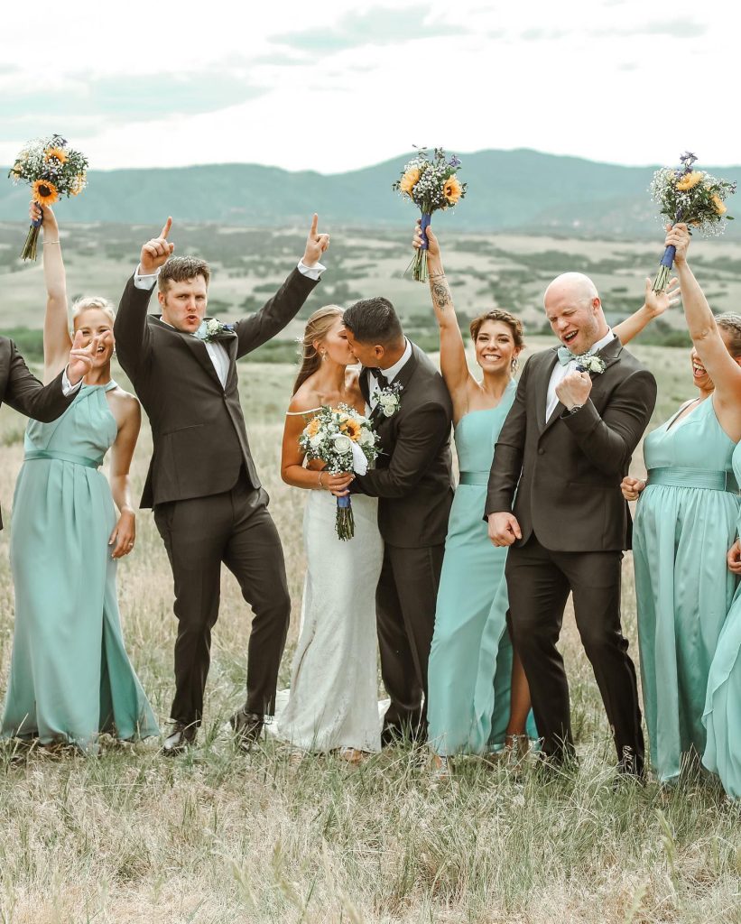 coordinated bridesmaid and groomsmen colors