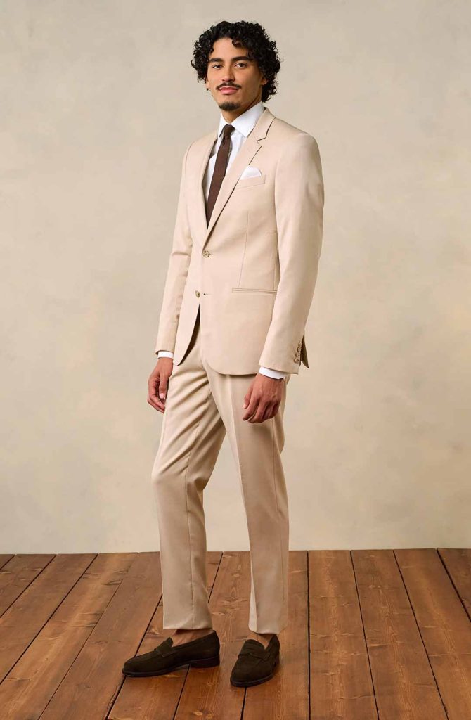 David's Bridal partner The Black Tux suit inspired by Pantone's Color of the Year: Mocha Mousse