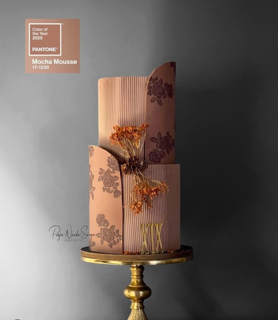 Wedding cake inspired by Pantone's Color of the Year: Mocha Mousse