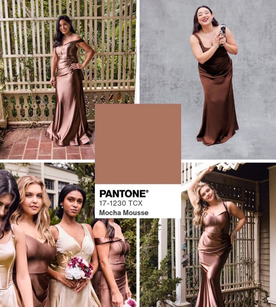 David's Bridal Bridesmaid Dresses inspired by Pantone's Color of the Year: Mocha Mousse