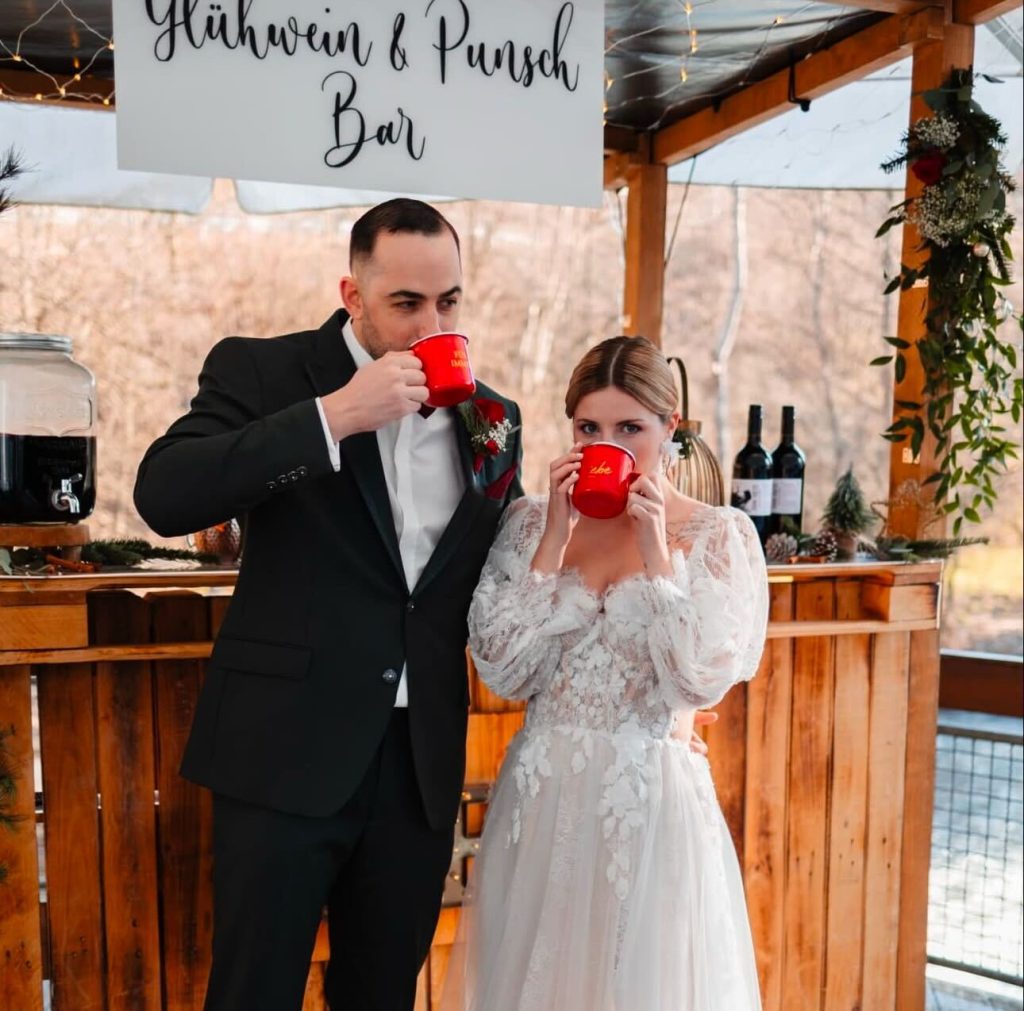 A couple enjoying a hot chocolate bar