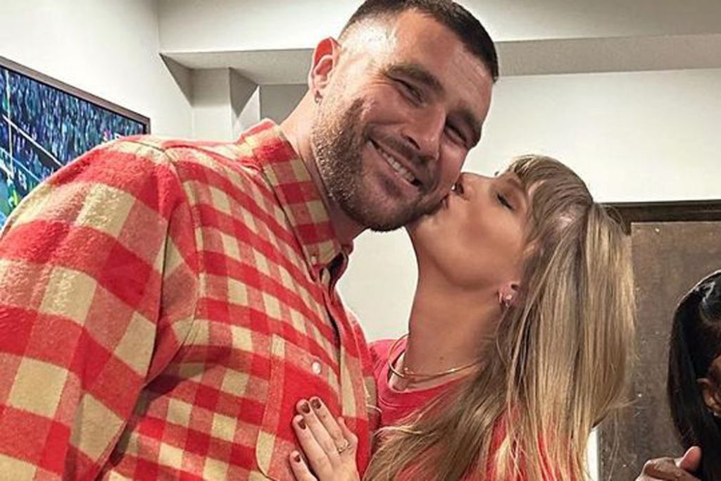 Taylor Swift and Travis Kelce share a special kiss