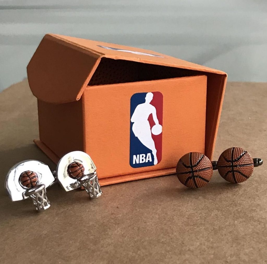 Sports themed wedding cuff links for basketball fans