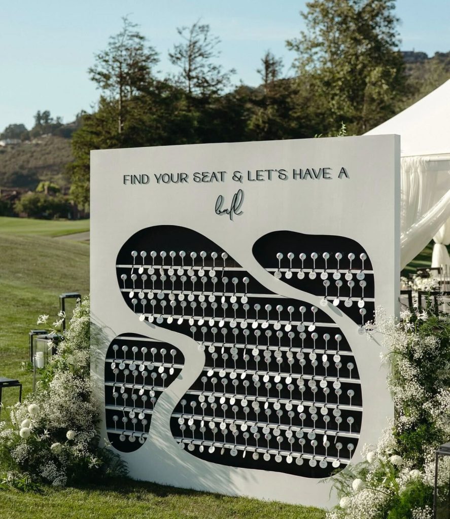 Sports themed wedding seating chart for golf fans