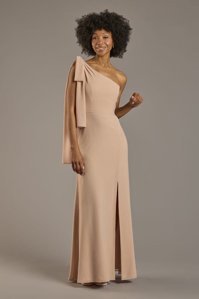 Convertible bridesmaid dresses from David's, shown in multiple stylings