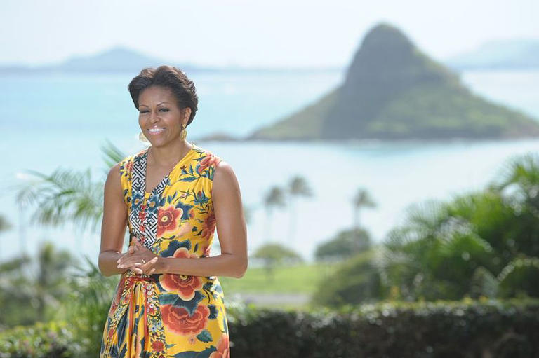 Former First Lady of the United States Michelle Obama at Kualoa Ranch in 2011